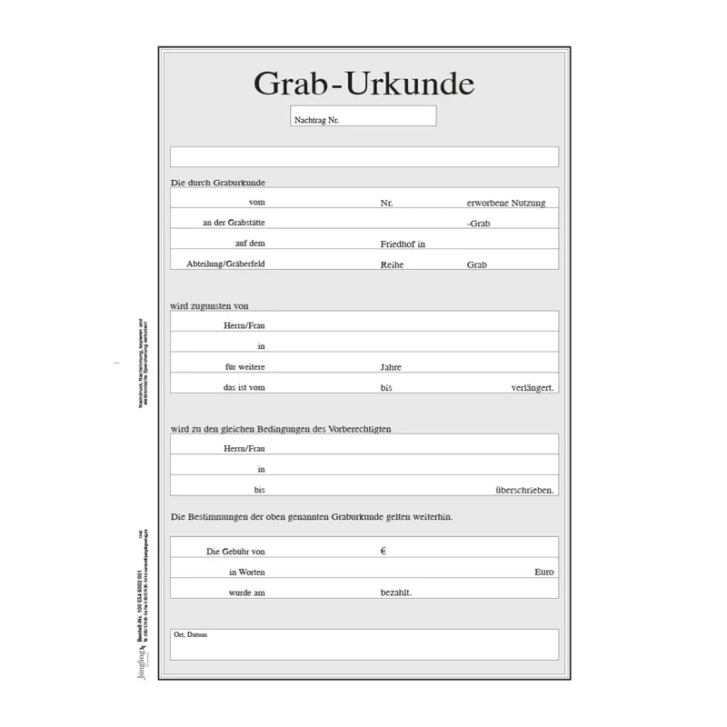 Graburkunde (Nachtrag), A4, 2000 Stück