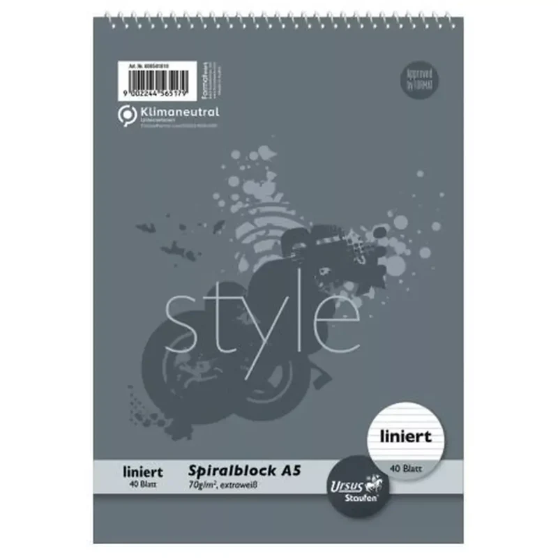 Spiralblock A5 40 Blatt 70g/qm 9mm liniert