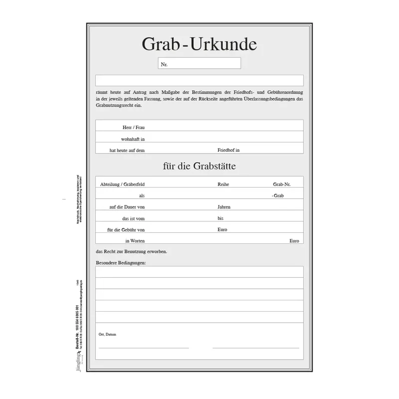 Graburkunde A4, 300 Stück