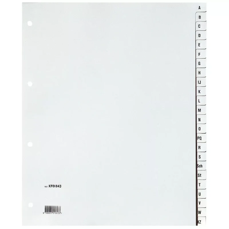 Register - A - Z, PP, ohne Index, A4 Überbreite, 24 Blatt, grau