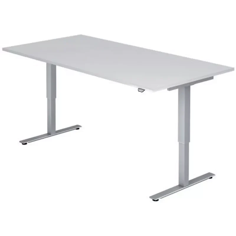 Sitz-Steh-Schreibtisch mit T-Fuß - 180 x 72-119 x 80 cm, elektr. höhenverstellbar, Weiß, mit Montageservice