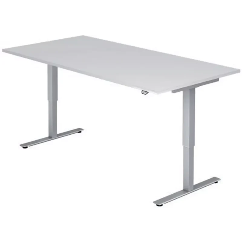 Sitz-Steh-Schreibtisch mit T-Fuß - 120 x 72-119 x 80 cm, elektr. höhenverstellbar, Weiß