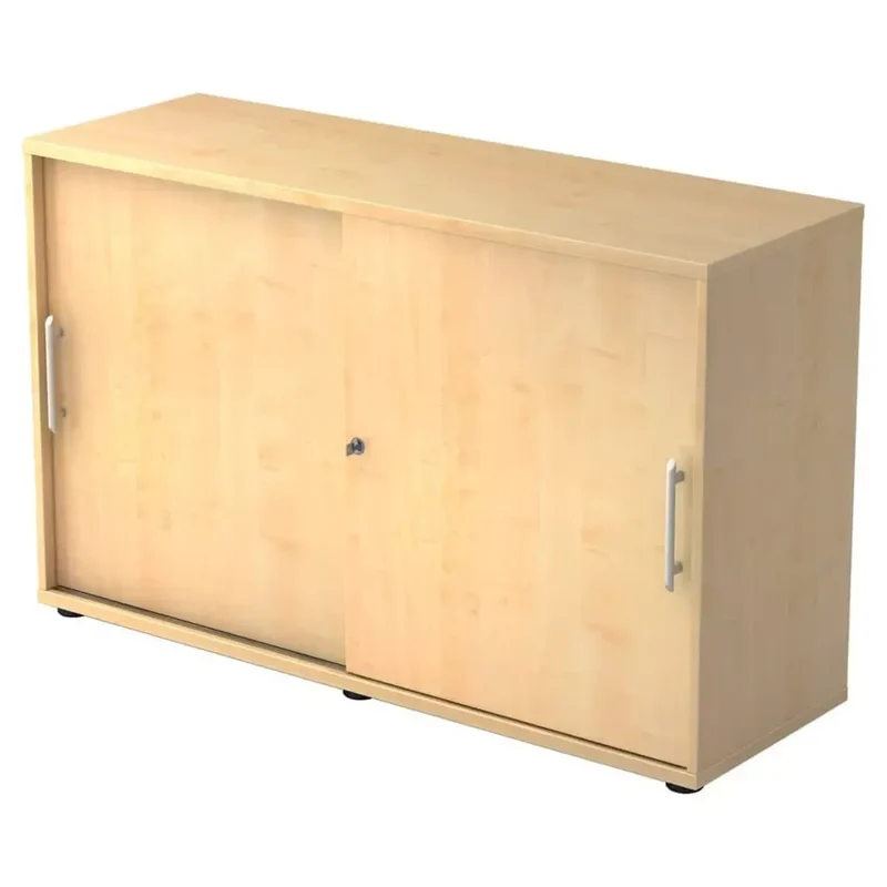 Schiebetürschrank - 2OH, 120 cm, Relinggriff, Ahorn/Ahorn, mit Montageservice