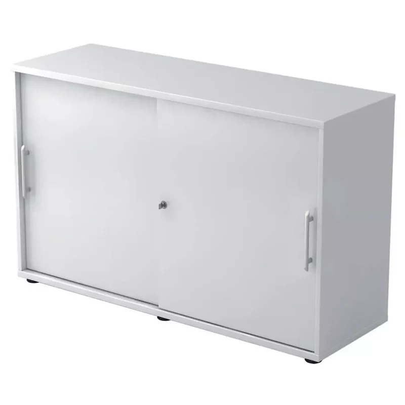 Schiebetürschrank - 2OH, 120 cm, Relinggriff, Weiß/Weiß