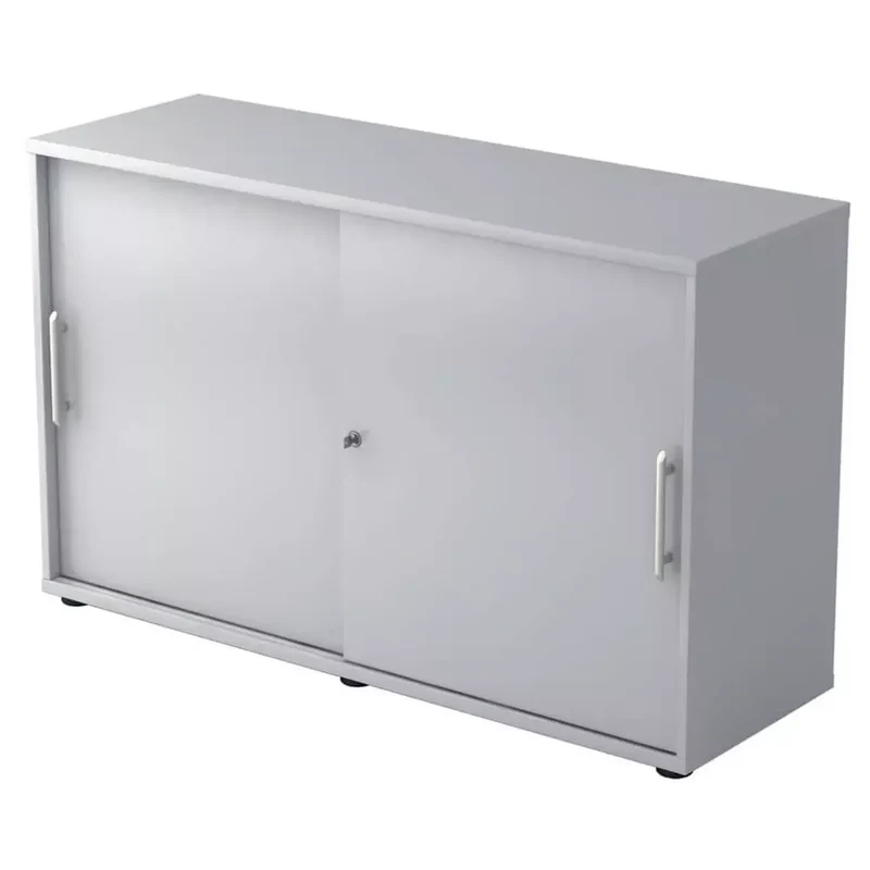 Schiebetürschrank - 2OH, 120 cm, Relinggriff, Grau/Grau