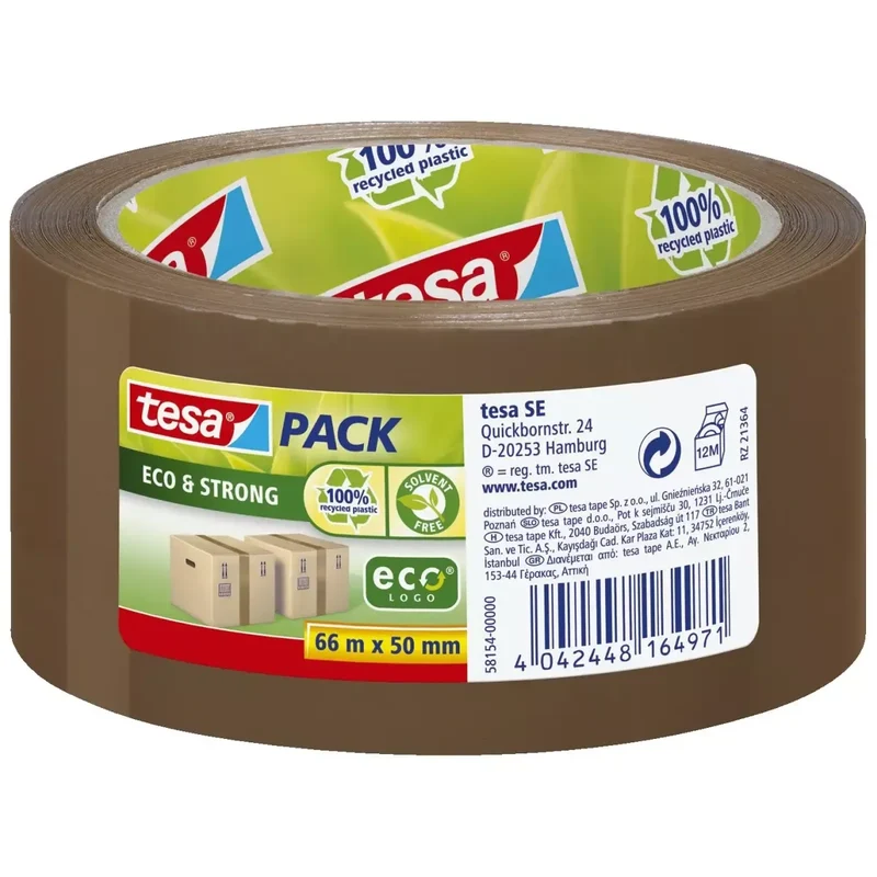 Verpackungsklebeband tesapack® Eco & Strong - PP, 66 m x 50 mm, braun