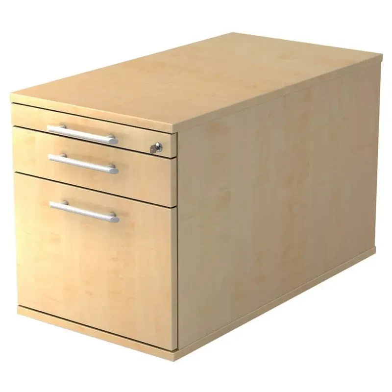 Rollcontainer - 42,8 x 51,2 x 80 cm, 1 Schub, Hängeregistratur, Relinggriff, Ahorn, mit Montageservice