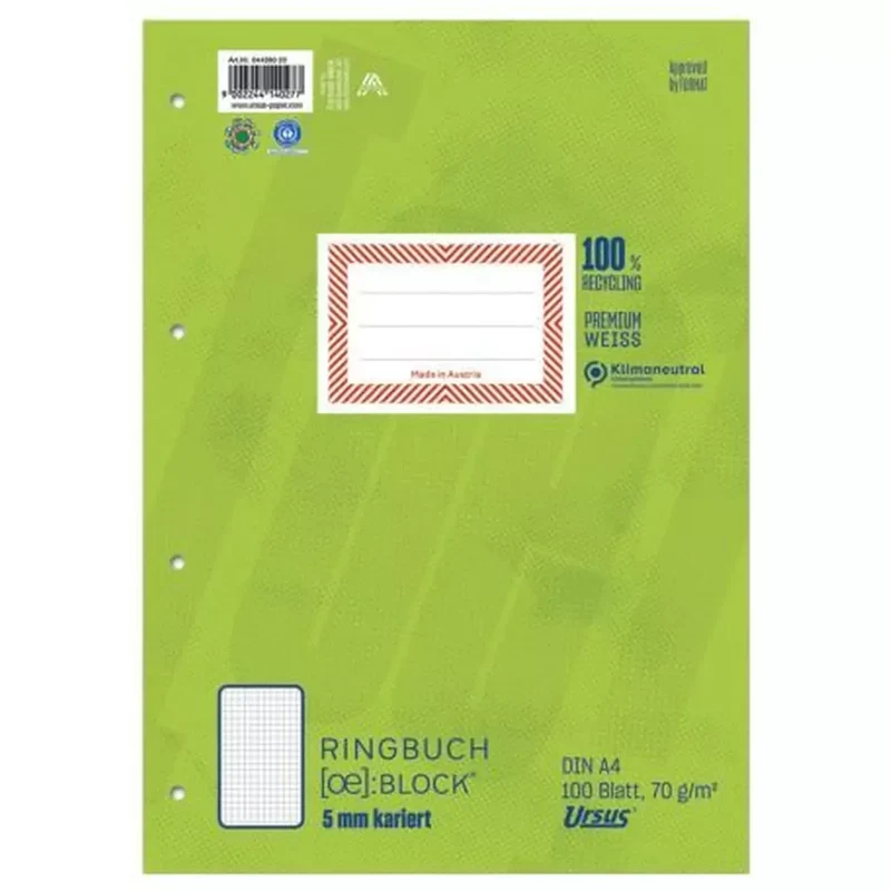 Ringbuchblock - A6, 100 Blatt, 70 g/qm, liniert