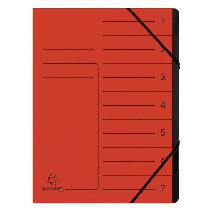 Ordnungsmappe - 7 Fächer, A4, Colorspan-Karton, rot