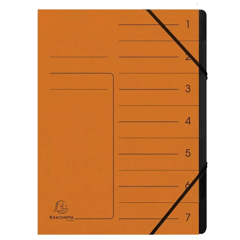 Ordnungsmappe - 7 Fächer, A4, Colorspan-Karton, orange
