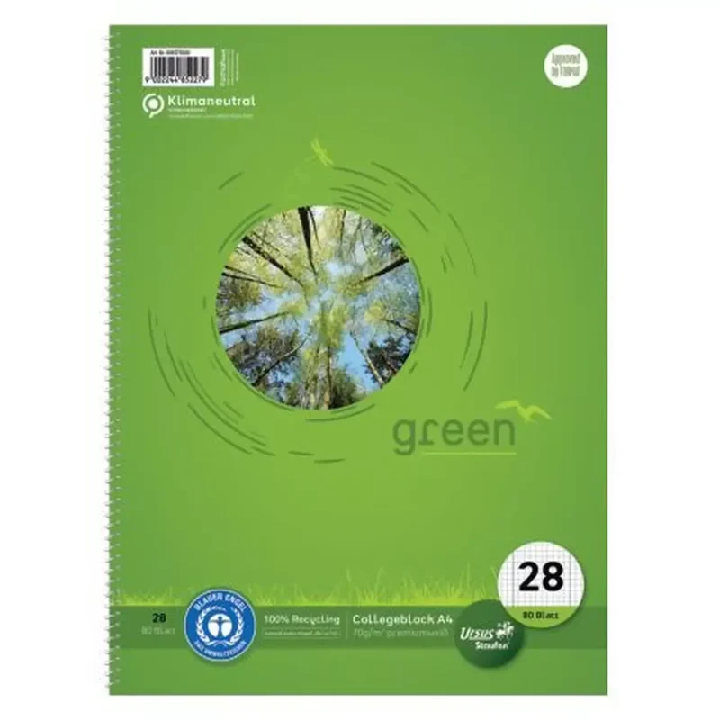 Collegeblock LIN28 - A4, 80 Blatt, 70 g/qm, kariert mit Rand