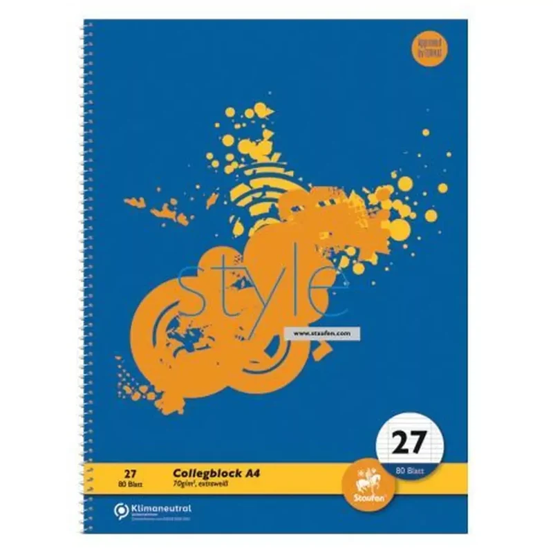 Collegeblock LIN27 - A4, 80 Blatt, 70 g/qm, 9 mm liniert mit Randlinien