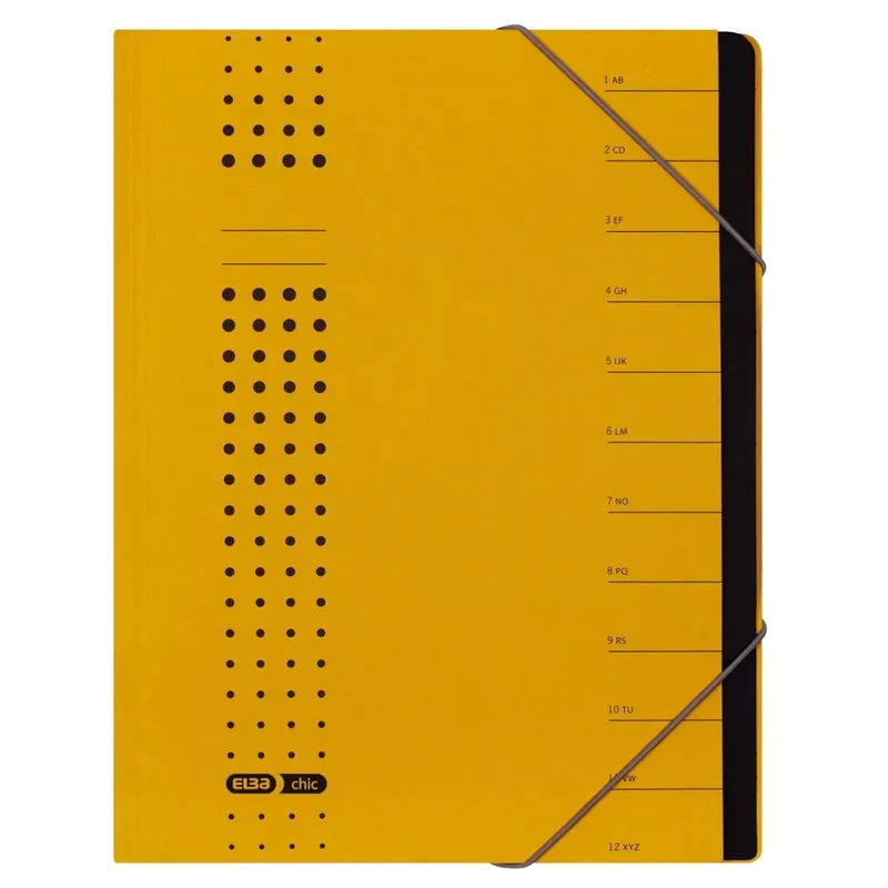 Ordnungsmappe chic - 12 Fächer, A4, Karton (RC), 450 g/qm, gelb