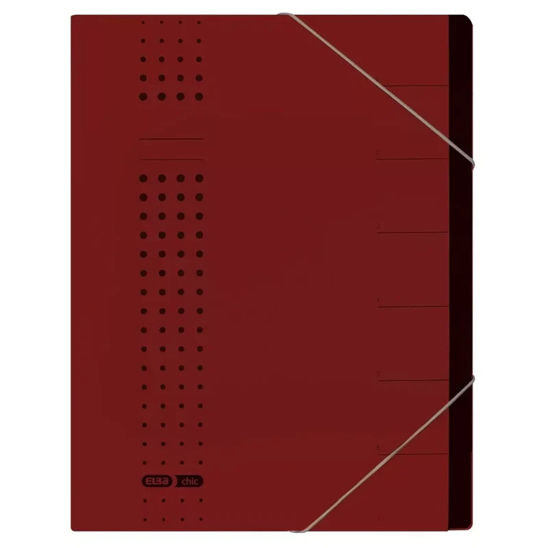 Ordnungsmappe chic - 7 Fächer, A4, Karton (RC), 450 g/qm, bordeaux