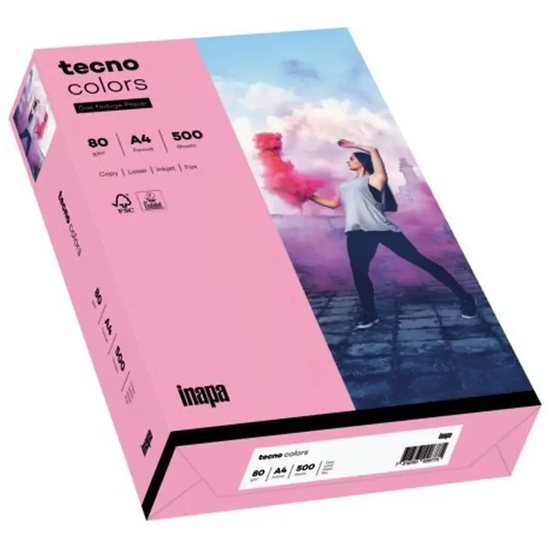 Multifunktionspapier tecno® colors - A4, 80 g/qm, rosa, 500 Blatt