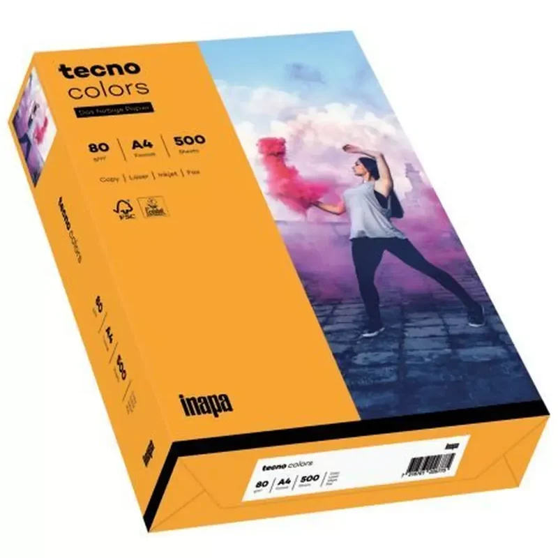 Multifunktionspapier tecno® colors - A4, 80 g/qm, mittelorange, 500 Blatt
