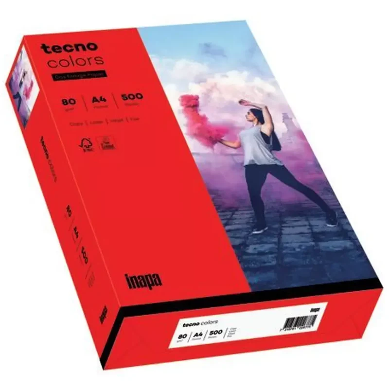 Multifunktionspapier tecno® colors - A4, 80 g/qm, intensivrot, 500 Blatt