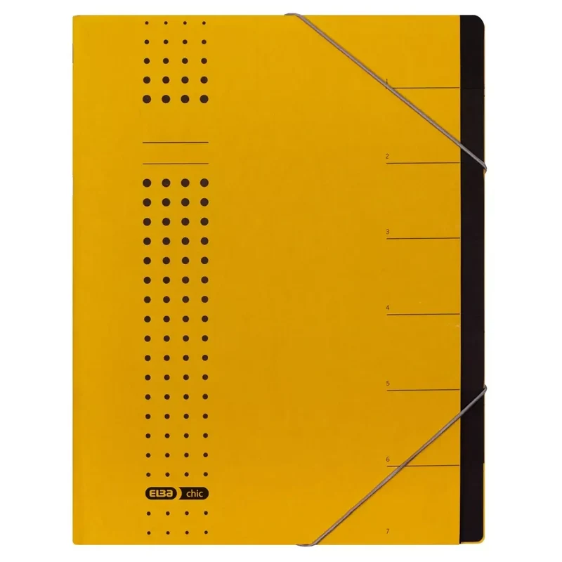 Ordnungsmappe chic - 7 Fächer, A4, Karton (RC), 450 g/qm, gelb