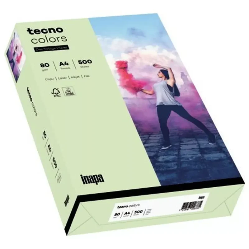 Multifunktionspapier tecno® colors - A4, 80 g/qm, hellgrün, 500 Blatt