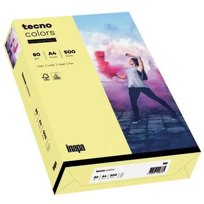 Multifunktionspapier tecno® colors - A4, 80 g/qm, hellgelb, 500 Blatt