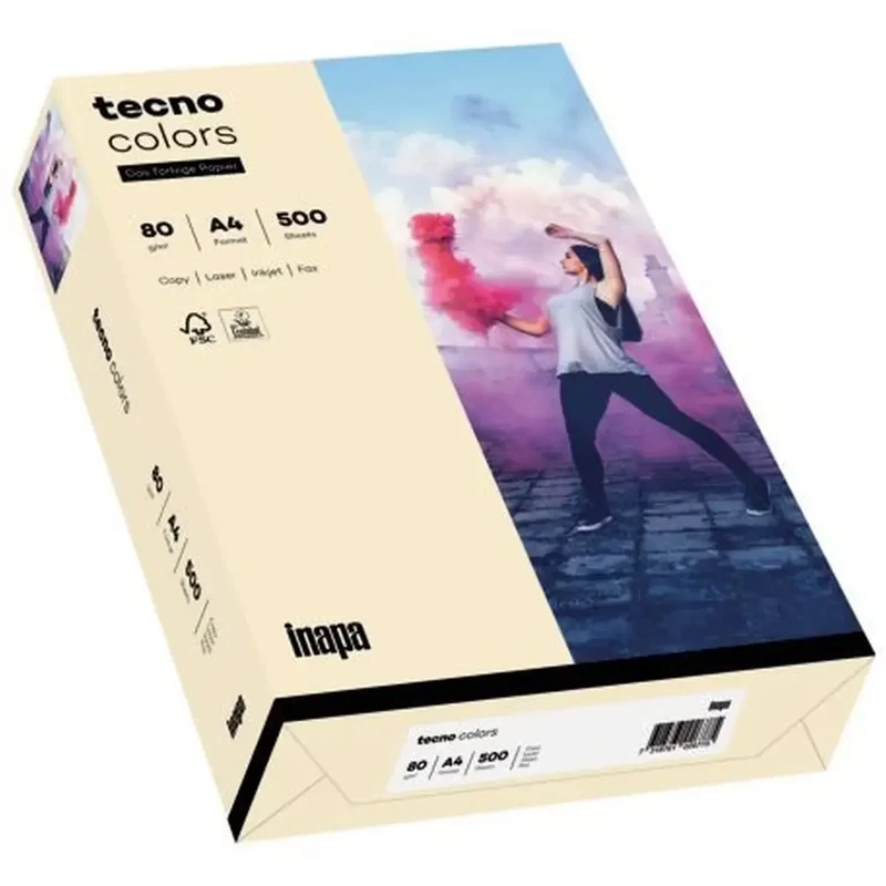 Multifunktionspapier tecno® colors - A4, 80 g/qm, hellchamois, 500 Blatt