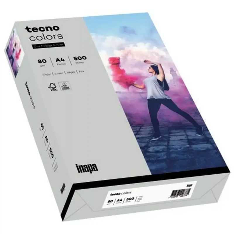 Multifunktionspapier tecno® colors - A4, 80 g/qm, grau, 500 Blatt