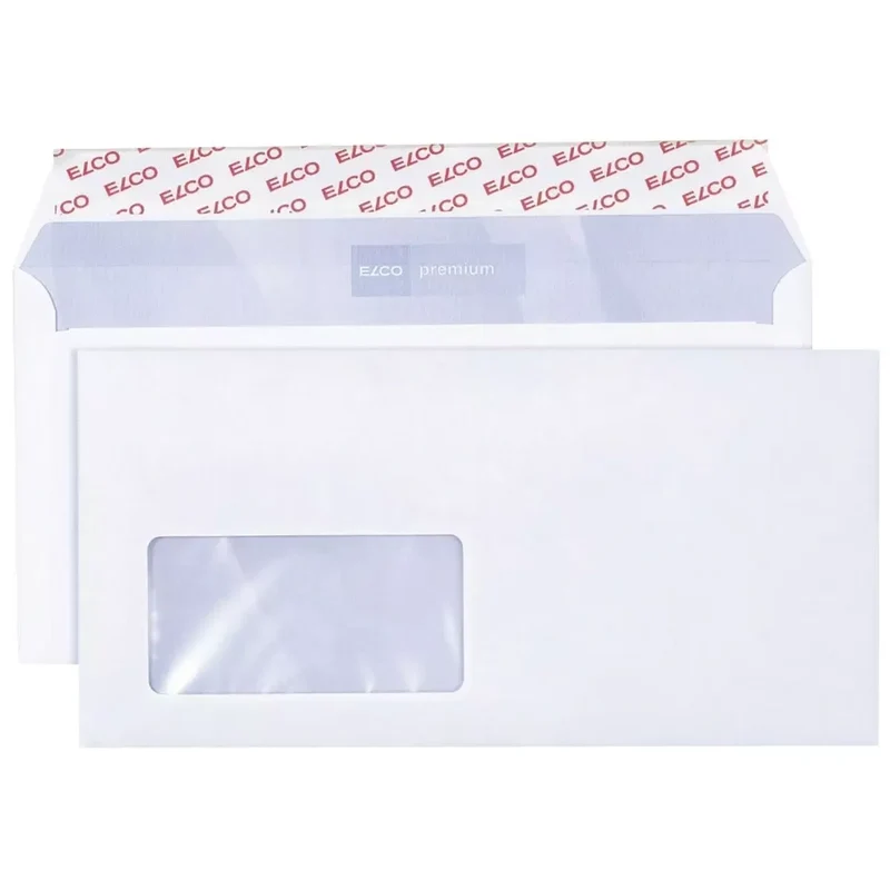Briefumschlag premium - C6/5, hochweiß, haftklebend, Innendruck, mit Fenster, 80 g/qm