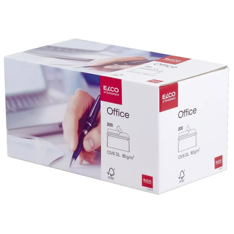 Briefumschlag Office in Shop Box - C6/5, hochweiß, haftklebend, ohne Fenster, 80 g/qm, 200 Stück
