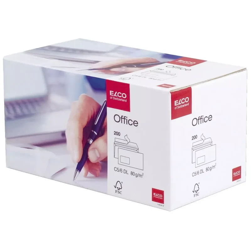 Briefumschlag Office in Shop Box - C6/5, hochweiß, haftklebend, mit Fenster, 80 g/qm, 200 Stück
