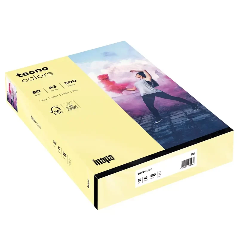 Multifunktionspapier tecno® colors - A3, 80 g/qm, hellgelb, 500 Blatt