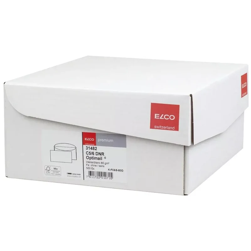 Briefumschlag Office Box mit Deckel - C6/5, weiß, nassklebend, ohne Fenster, 80 g/qm, 500 Stück