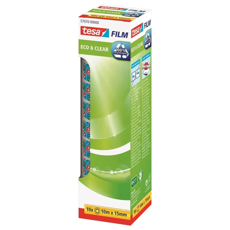 Klebefilm Eco & Clear Office Box - unsichtbar, 15 mm x 10 m, 10 Rollen