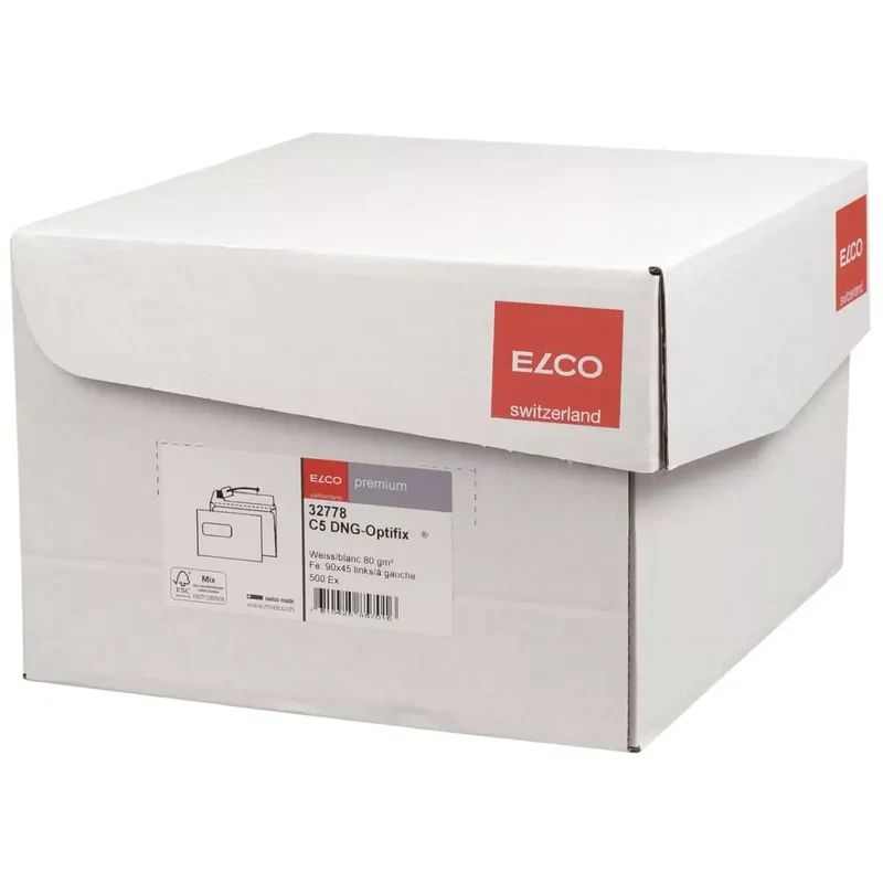 Briefumschlag Office Box mit Deckel - C5, weiß, haftklebend, mit Fenster, 80 g/qm, 500 Stück