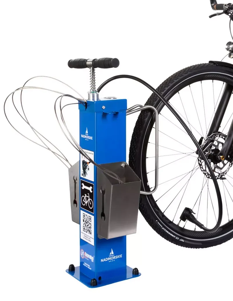 Fahrrad-Reparaturstation MINI inkl. Handpumpe, Br.320 x H.710 x T.330 mm, Verzinkt mit Thermoplastbeschichtung