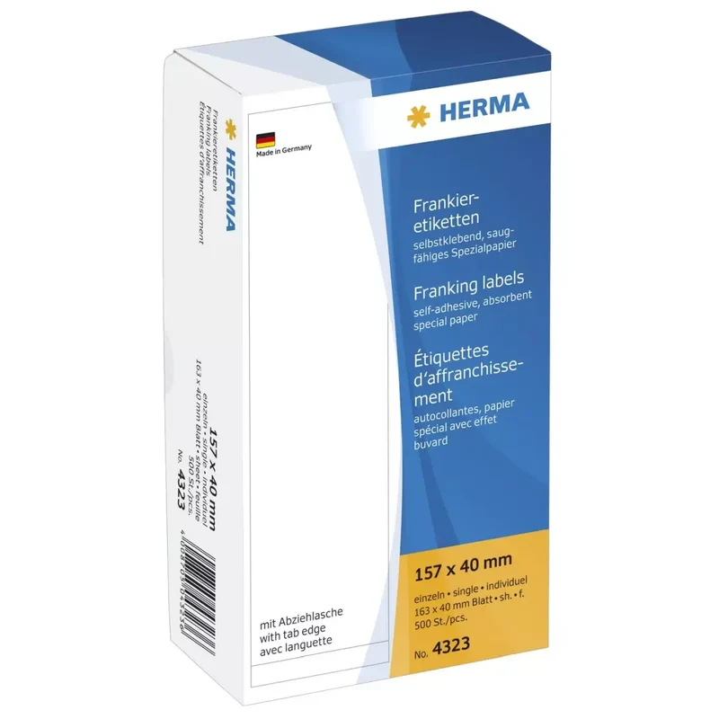 4323 Frankier-Etiketten - einzeln mit Abziehlasche, 157x40 mm, 500 Stück