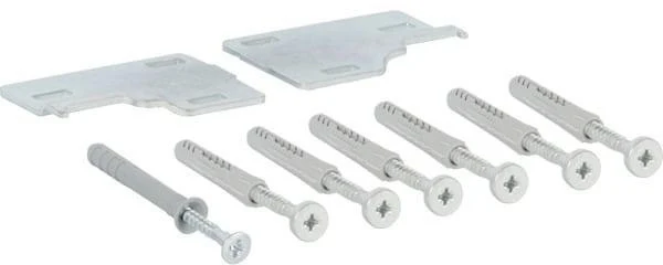 Geberit Befestigungsset für Raumteiler – 7 Dübel, 7 Schrauben, 2 Befestigungsplatten