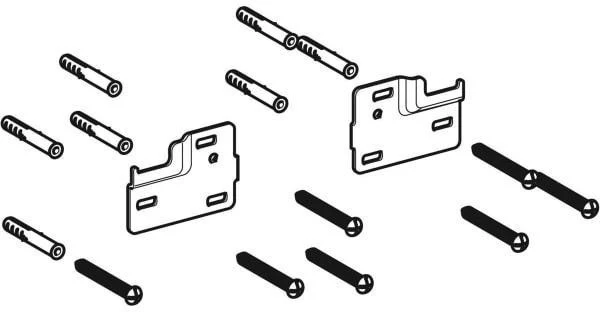 Geberit Befestigungsset für Raumteiler – 7 Dübel, 7 Schrauben, 2 Befestigungsplatten