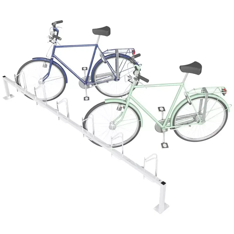 Fahrrad Reihenparker zum Aufdübeln verzinkt, zum Einbetonieren, Fahrradeinstellung einseitig, gerade 90°, verzinkt, zum Einbetonieren