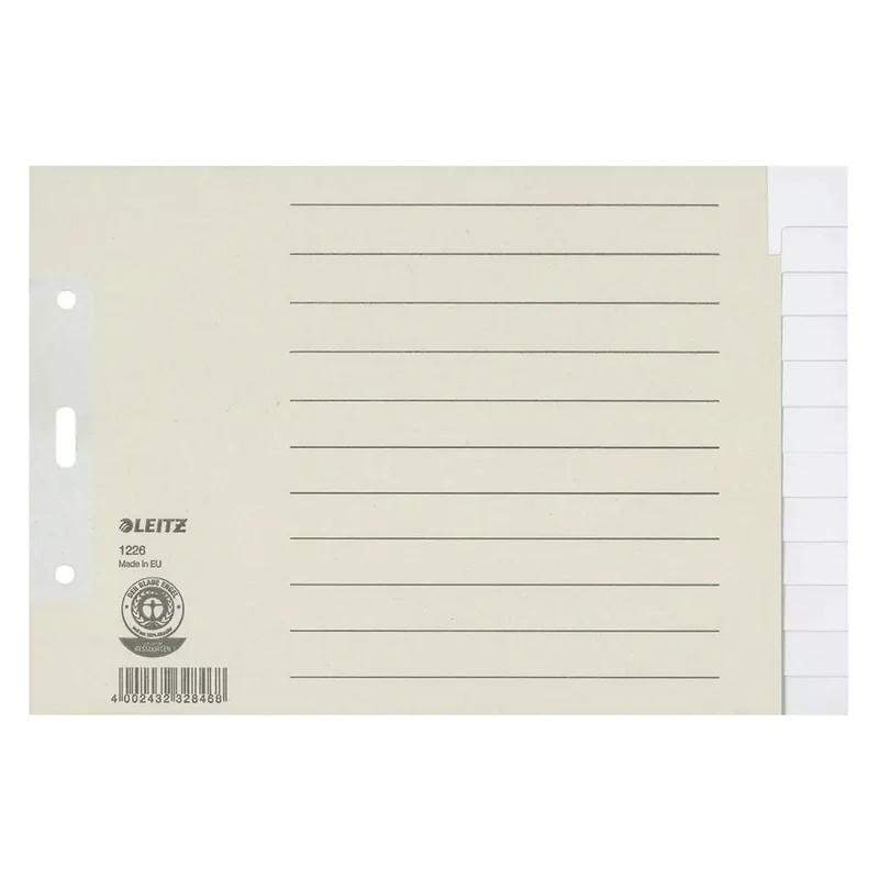 1226 Register - Tauenpapier, blanko, A5 quer Überbreite, 12 Blatt, grau