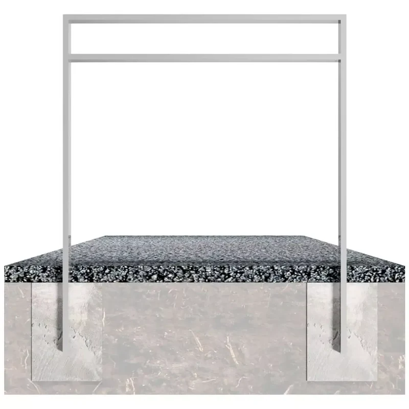 Anlehnbügel aus Vierkantrohr 80x20x1200 mm, zum Einbetonieren, verzinkt, zum Einbetonieren mit Querholm (kleiner Abstand)