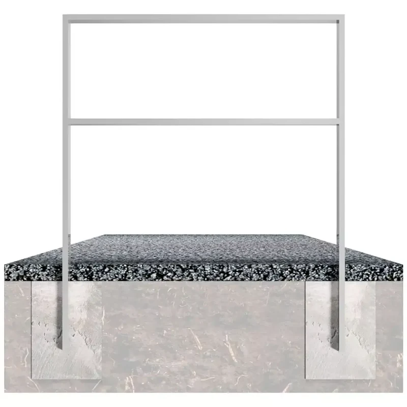 Anlehnbügel aus Vierkantrohr 80x20x1200 mm, zum Einbetonieren, verzinkt, zum Einbetonieren, DB 703 mit Querholm