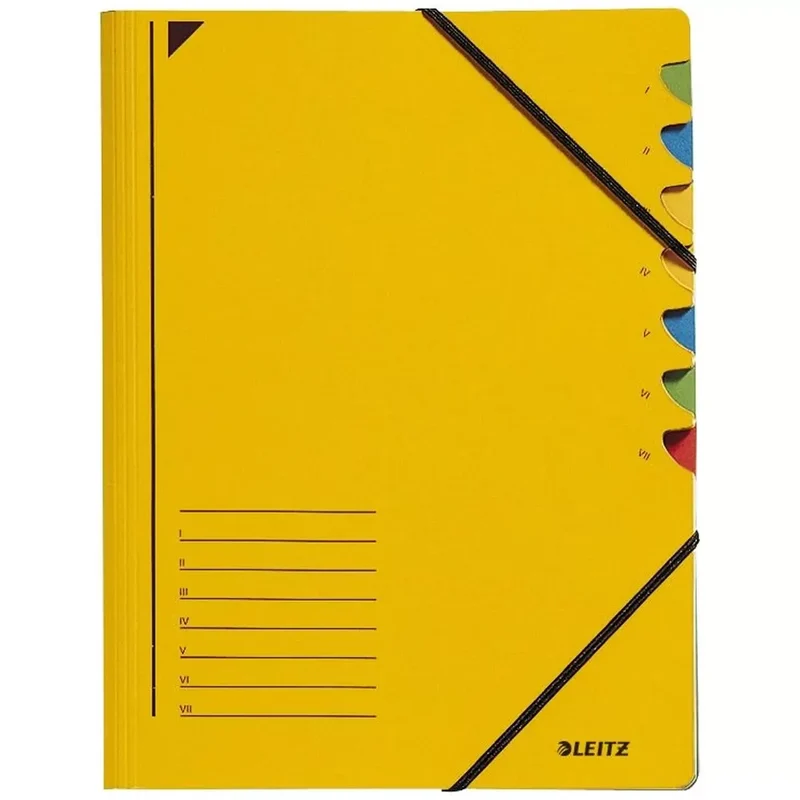 3907 Ordnungsmappe - 7 Fächer, A4, Pendarec-Karton (RC), 430 g/qm, gelb
