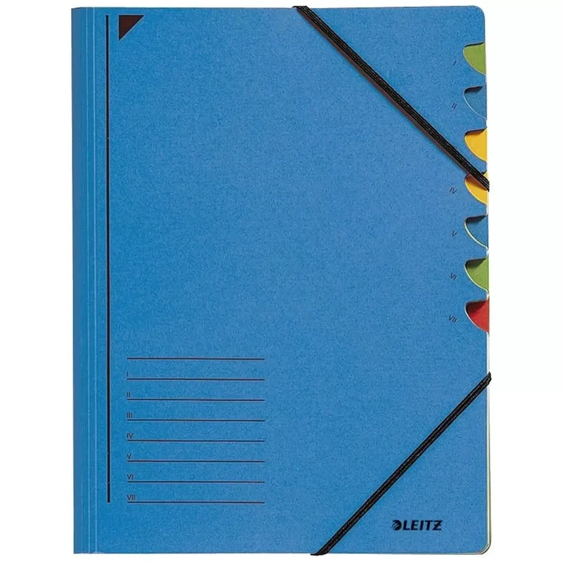 3907 Ordnungsmappe - 7 Fächer, A4, Pendarec-Karton (RC), 430 g/qm, blau