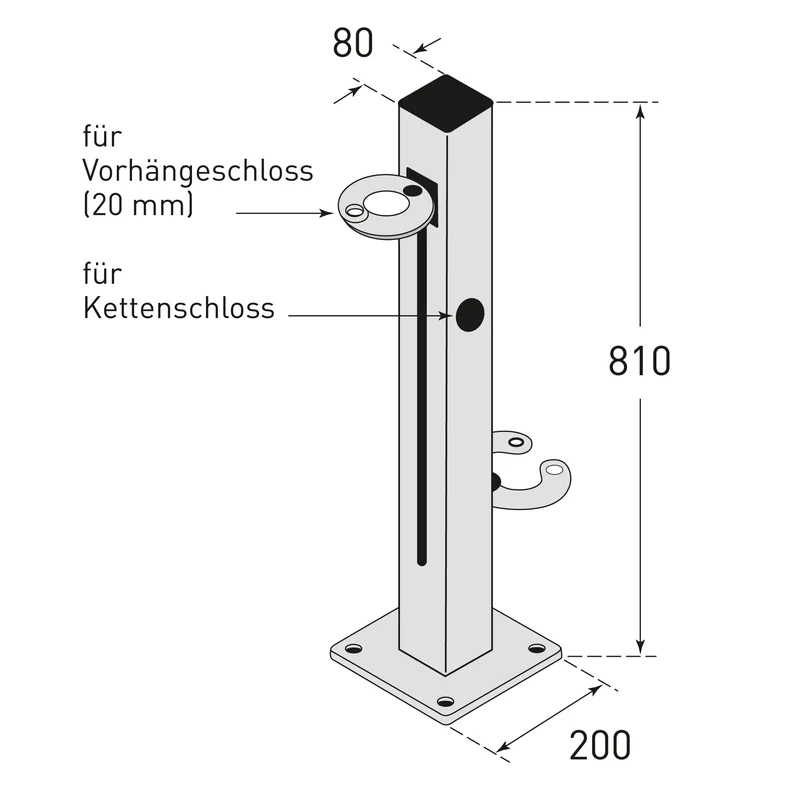 Scooter-Parker mit 2 Einstellplätzen aus Stahl 80 x 80 mm, in DB 703 mit 2 höhenverstellbaren Halteschellen