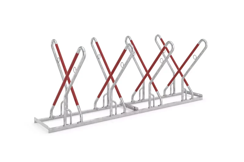 Fahrradparksystem 0518 XBF mit Anlehnbügel fur 8 Fahrräder, Radabstand 500 mm, Zweiseitig, B.2160xH.856xT.1200, Stahl feuerverzinkt