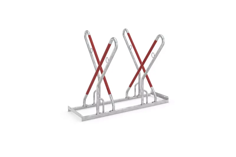 Fahrradparksystem 0514 XBF mit Anlehnbügel fur 4 Fahrräder, Radabstand 500 mm, Zweiseitig, B.1080xH.856xT.1200, Stahl feuerverzinkt