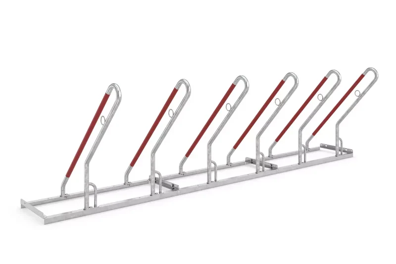 Fahrradparksystem 0506 XBF mit Anlehnbügel für 6 Fahrräder, Radabstand 500 mm, Einseitig, B.3000 x H.856 x T.795, Stahl Feuerverzinkt