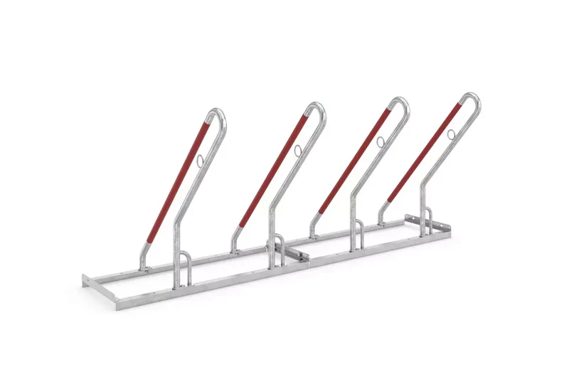 Fahrradparksystem 0504 XBF mit Anlehnbügel für 4 Fahrräder, Radabstand 500 mm, Einseitig, B.2000 x H.856 x T.795, Stahl Feuerverzinkt
