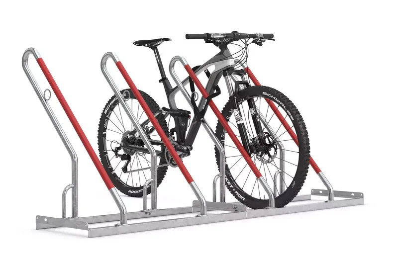 Fahrradparksystem 0504 XBF mit Anlehnbügel für 4 Fahrräder, Radabstand 500 mm, Einseitig, B.2000 x H.856 x T.795, Stahl Feuerverzinkt