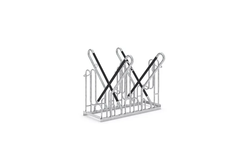 Fahrradparksystem 4714 XBF mit Anlehnbügel fur 4 Fahrräder, Reifenbreite Max.64 mm, Zweiseitig, B.1080xH.856xT.1200, Stahl feuerverzinkt